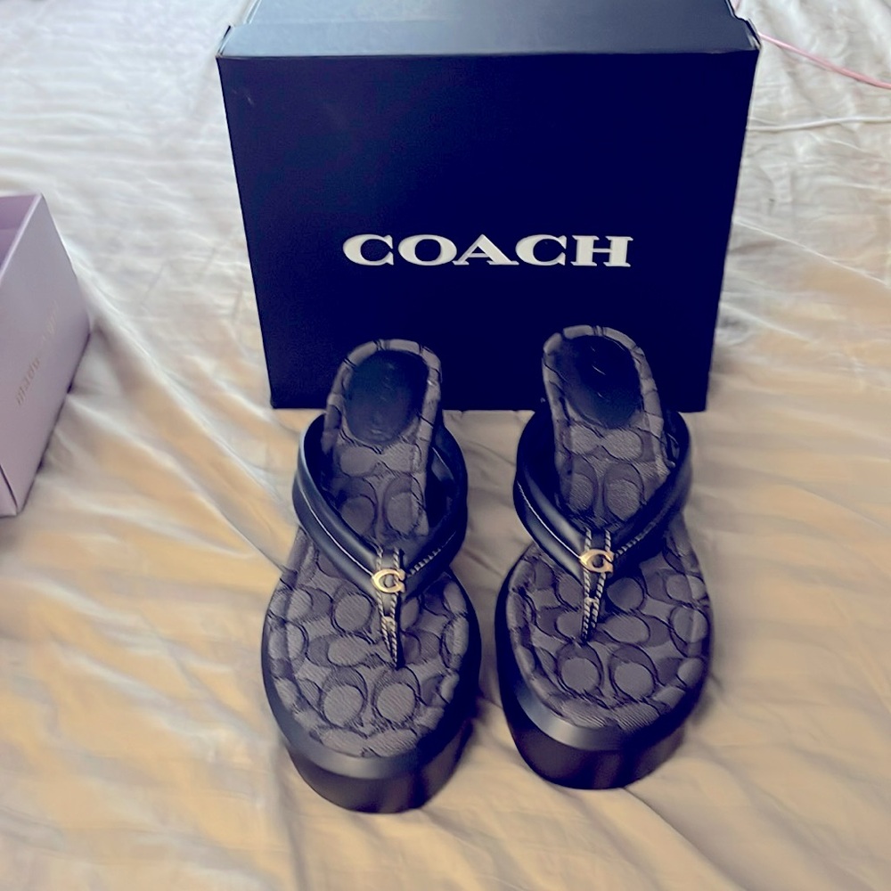 Black leather wedge